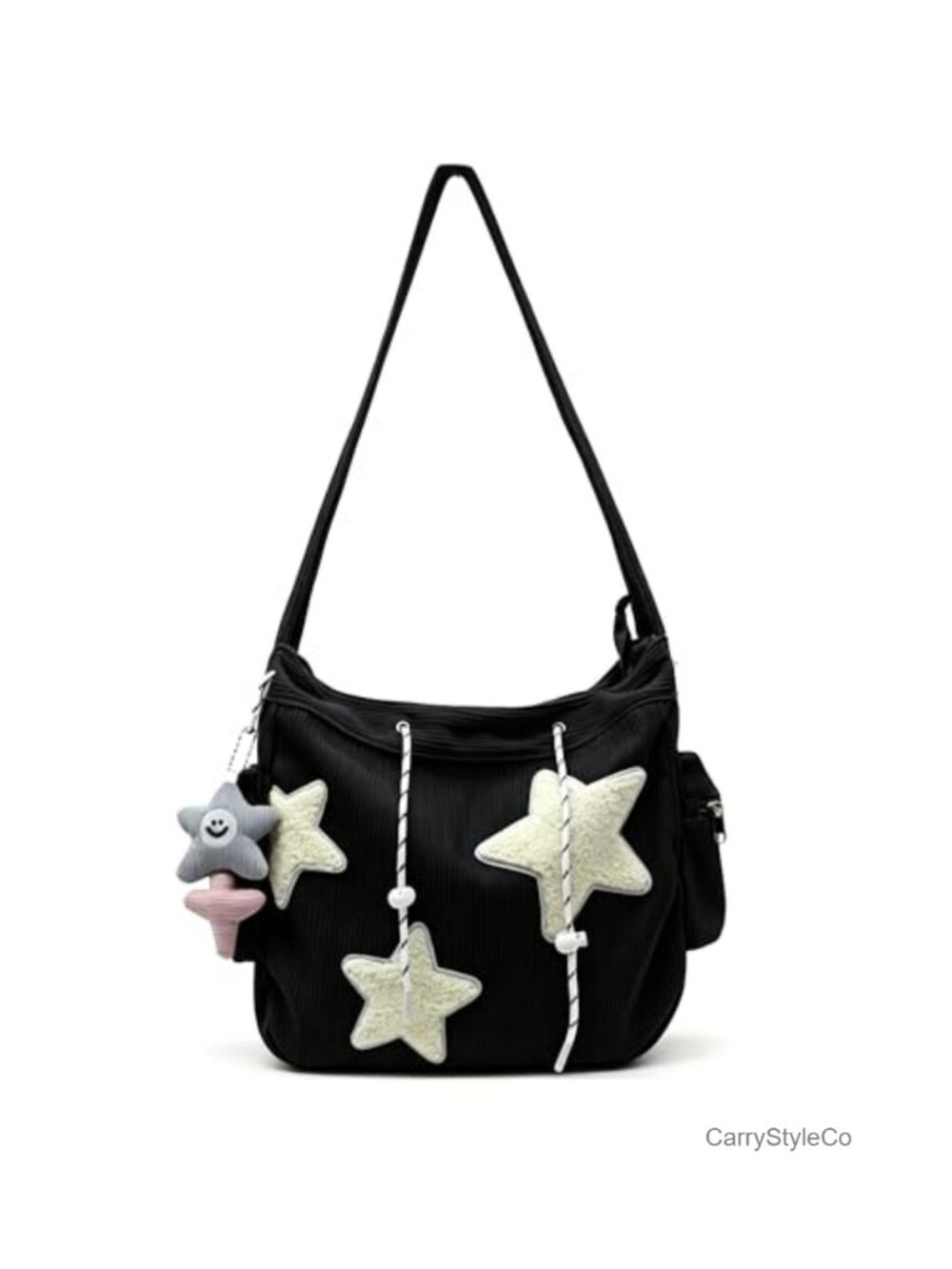Corduroy Tote Bag for Women with Star Crossbody Design, Shoulder Bag